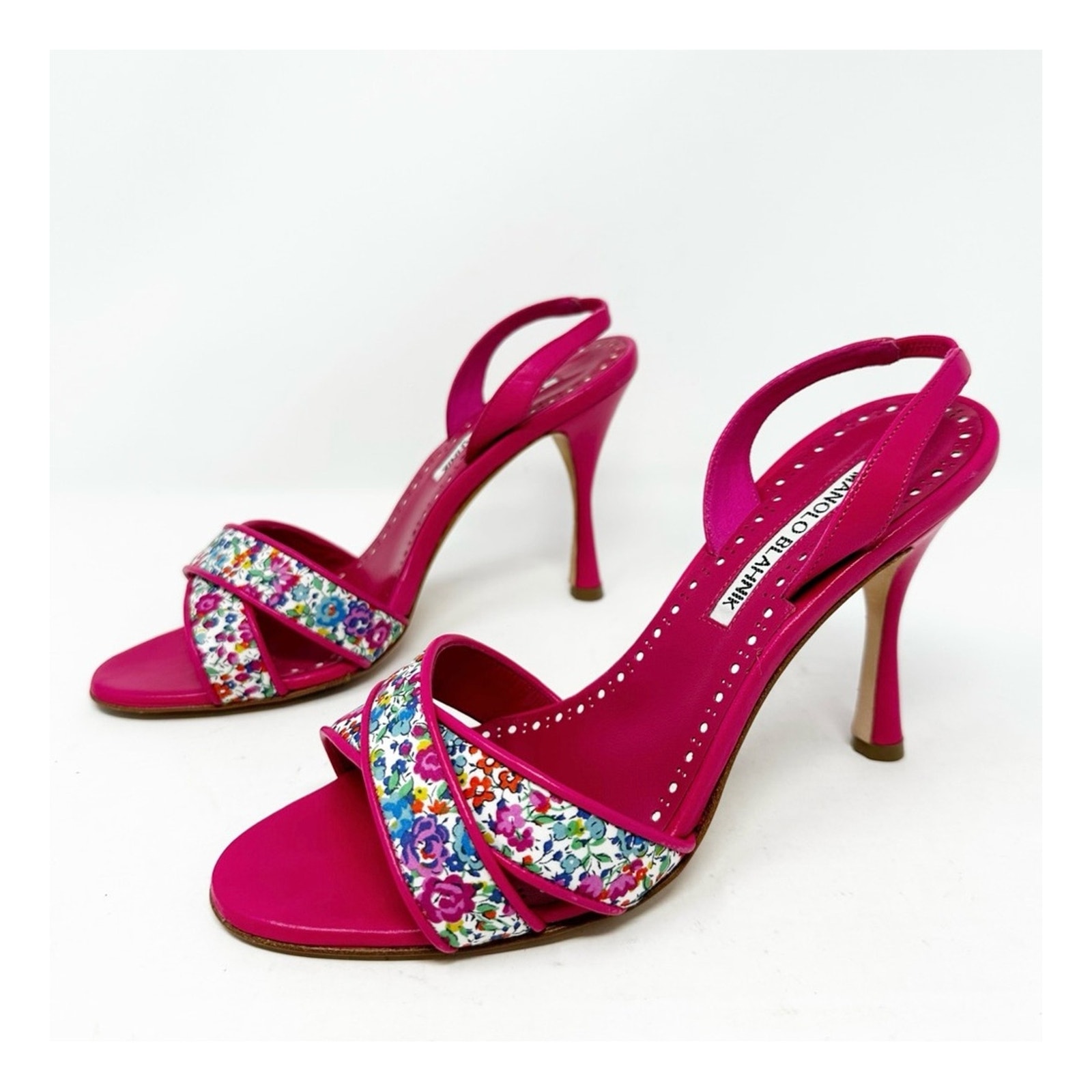 Manolo Blahnik Lasista Floral Slingback Sandals Womens Size Eu 36
